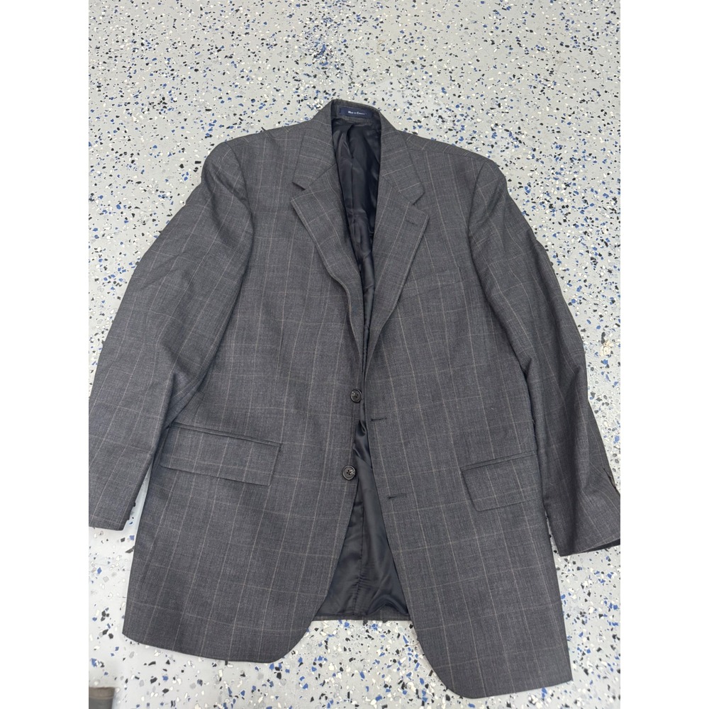 Ralph Lauren‎ Gray Plaid Wool Blazer Men's 42 Tall Sport Coat Jacket